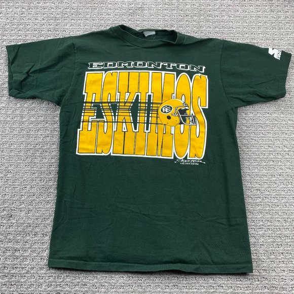 Vintage STARTER 90s Shirt Men Medium M Green 1990 Edmonton Eskimos CFL Football - Picture 1 of 13